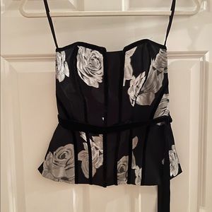 WHBM Black Floral Corset Tube Top. Size 0